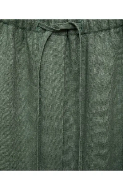Mango Musgo Linen Drawstring Pants In Green