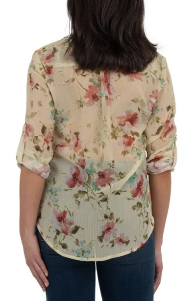 Kut From The Kloth Jasmine Chiffon Button-up Shirt In Orange