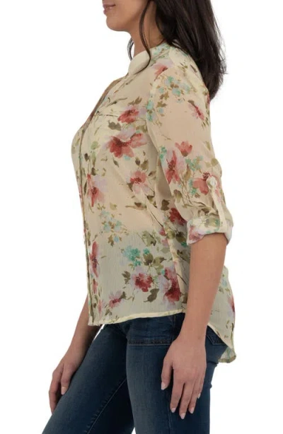 Kut From The Kloth Jasmine Chiffon Button-up Shirt In Orange