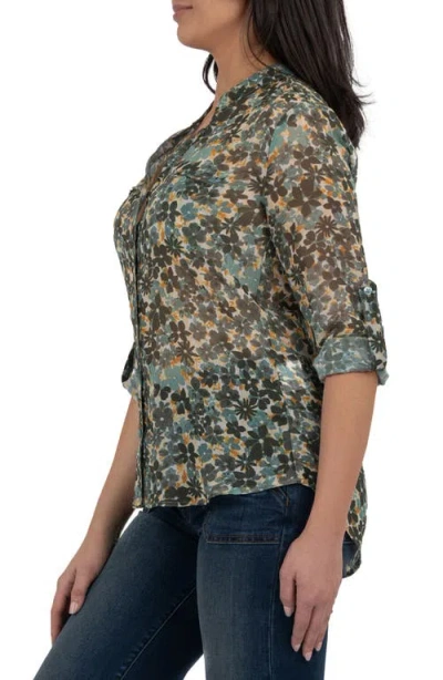 Kut From The Kloth Jasmine Chiffon Button-up Shirt In Brown