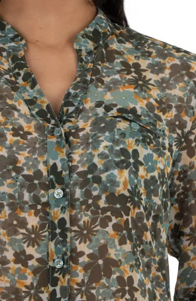 Kut From The Kloth Jasmine Chiffon Button-up Shirt In Brown