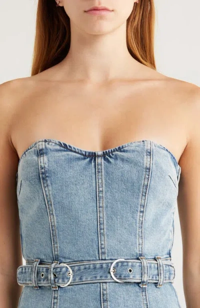 Steve Madden Matilda Belted Strapless Denim Minidress
