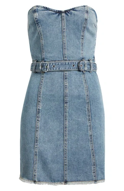 Steve Madden Matilda Belted Strapless Denim Minidress