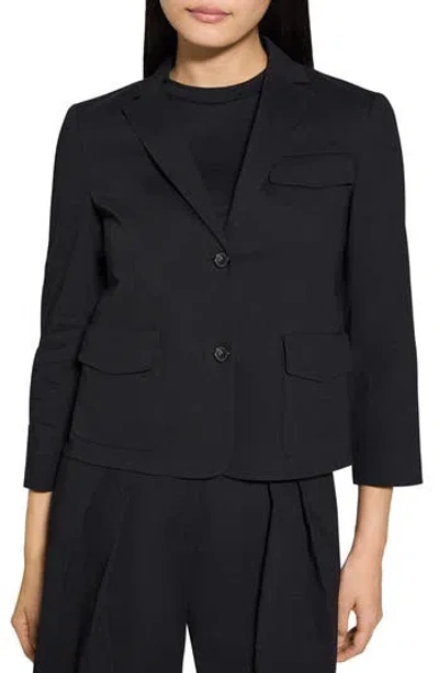 Theory Rolled-sleeve Shawl Collar One-button Jacket In Black