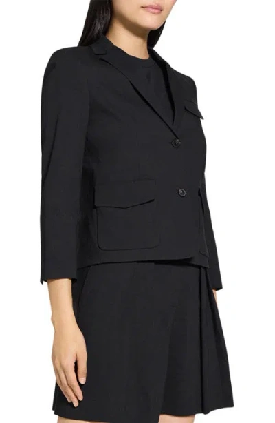 Theory Rolled-sleeve Shawl Collar One-button Jacket In Black