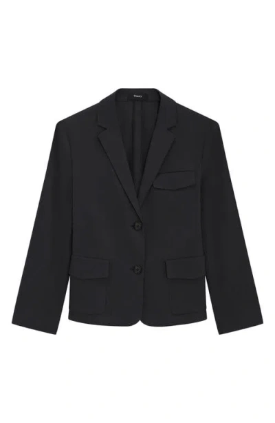Theory Rolled-sleeve Shawl Collar One-button Jacket In Black