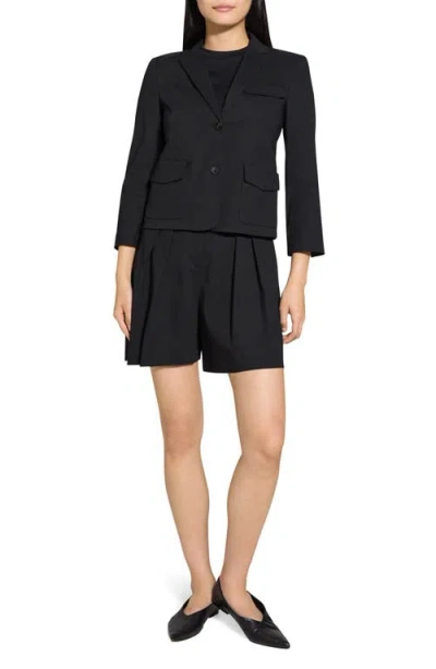 Theory Rolled-sleeve Shawl Collar One-button Jacket In Black