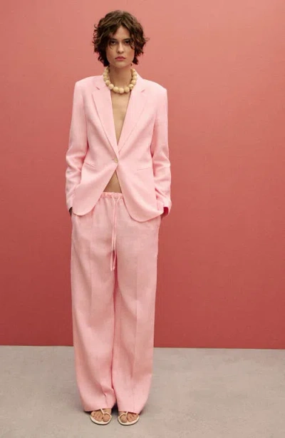 Mango Linen Suit Jacket Light Pink In Pink