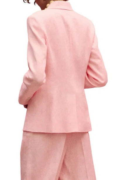 Mango Linen Suit Jacket Light Pink In Pink