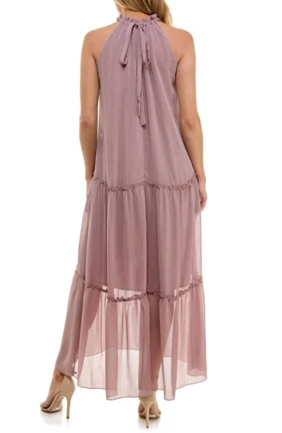 Socialite Tiered Metallic Stripe Maxi Dress In Pink
