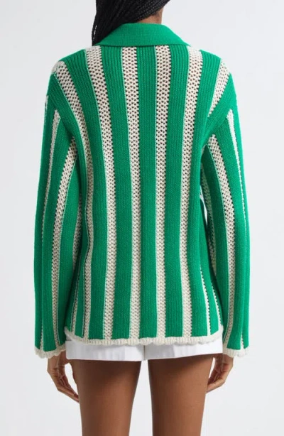 Stine Goya Striped Button-up Cardigan In Green