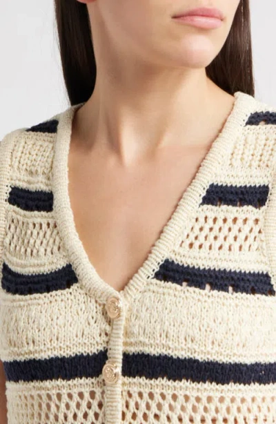 Zoe And Claire Sleeveless Mixed Media Dress In Blue