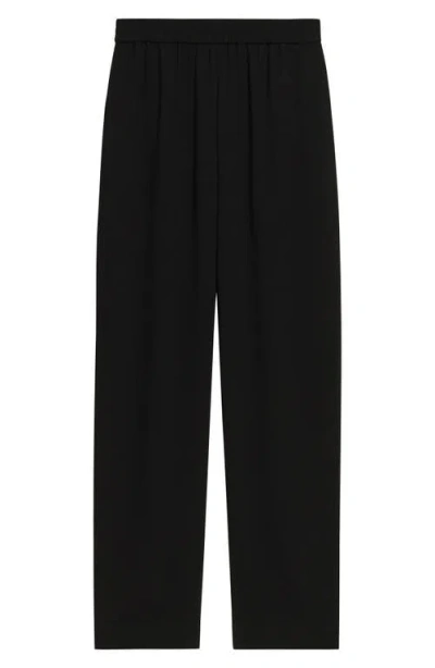 Theory Black Pants With Elastic Drawstring Waist And Pences On The Front In Black