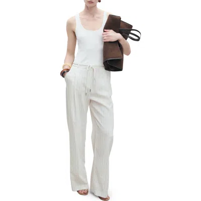 Mango Women's Striped Combined Knitted Jumpsuit In White