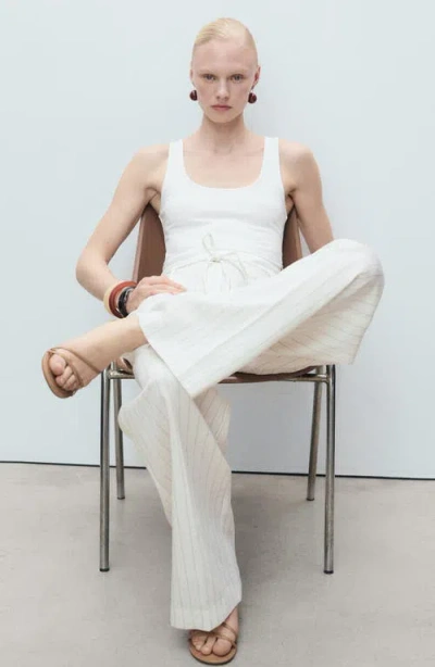 Mango Women's Striped Combined Knitted Jumpsuit In White