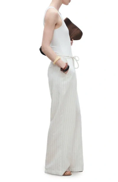 Mango Women's Striped Combined Knitted Jumpsuit In White