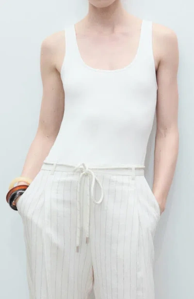 Mango Women's Striped Combined Knitted Jumpsuit In White