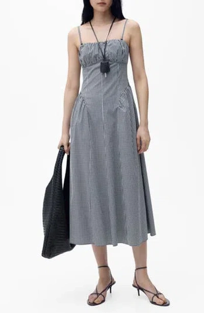 Mango Zelda Gingham Midi Sundress In Gray