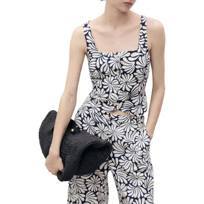 Mango Coco Sleeveless Linen Blend Button-up Shirt In Sand