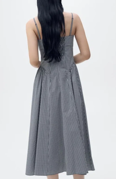 Mango Zelda Gingham Midi Sundress In Gray