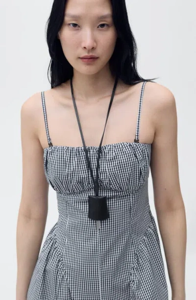 Mango Zelda Gingham Midi Sundress In Gray
