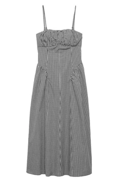 Mango Zelda Gingham Midi Sundress In Gray