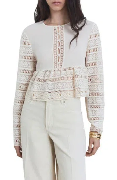 Mango Embroidered Cotton Blouse With Openwork Details In White