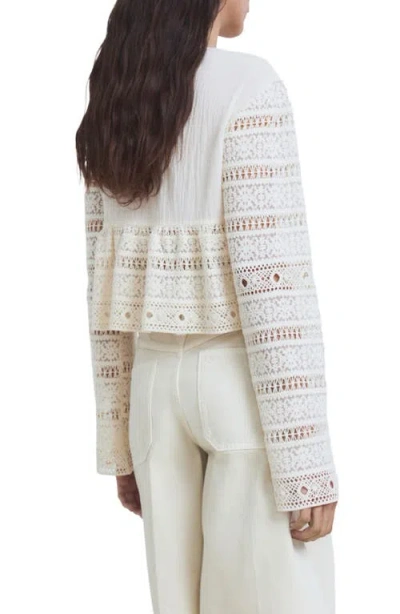 Mango Embroidered Cotton Blouse With Openwork Details In White