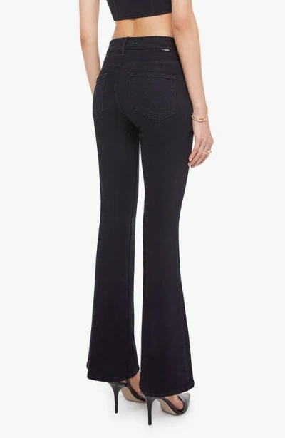 Mother The Weekender' Black Flared Jeans With Branded Button In Stretch Cotton Denim In Black