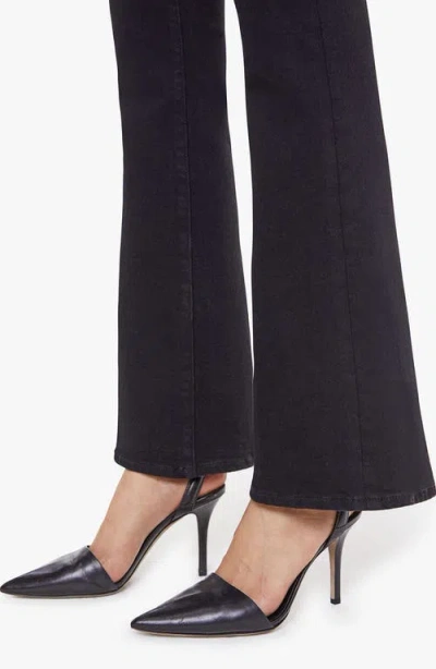 Mother The Weekender' Black Flared Jeans With Branded Button In Stretch Cotton Denim In Black