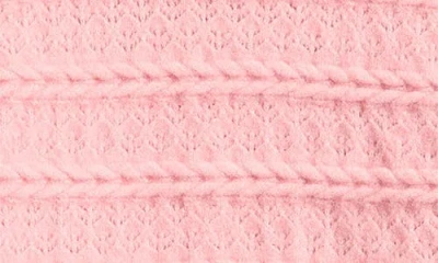Treasure & Bond Puff Sleeve Cable Stitch Sweater In Pink