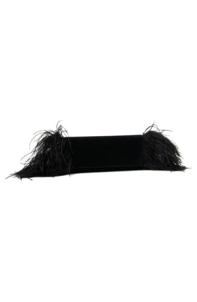 Akris Anouk Small Clutch Bag With Feather Trim In Black