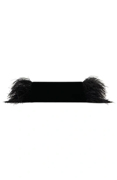 Akris Anouk Small Clutch Bag With Feather Trim In Black
