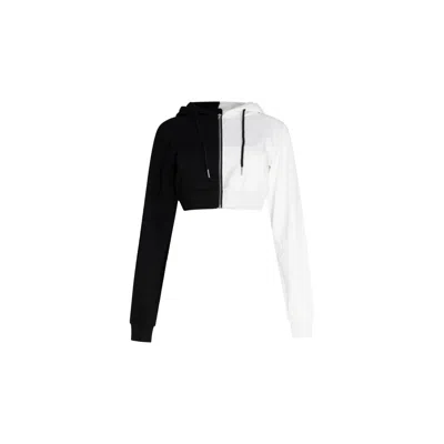 Circular Path Women's Black / White Two Tone Crop Hoodie  - White-black In Multi