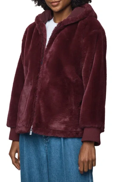Splendid Lucia Faux Fur Zip Front Jacket In Red