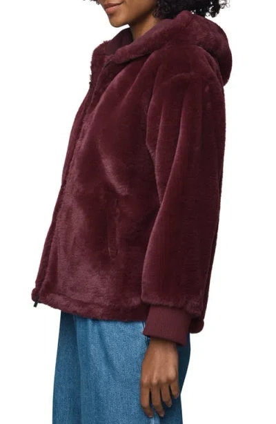 Splendid Lucia Faux Fur Zip Front Jacket In Red