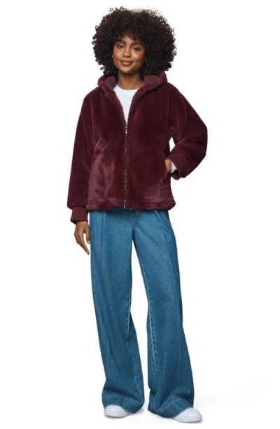 Splendid Lucia Faux Fur Zip Front Jacket In Red