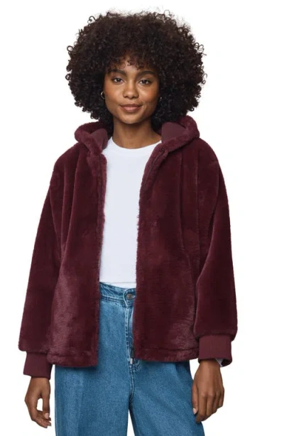 Splendid Lucia Faux Fur Zip Front Jacket In Red
