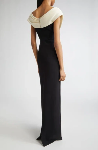 Lela Rose Cowl-neck Sleeveless Column Gown In Black