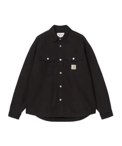 Carhartt Selby Shirt Jac Cotton Canvas Casual Blue In Black
