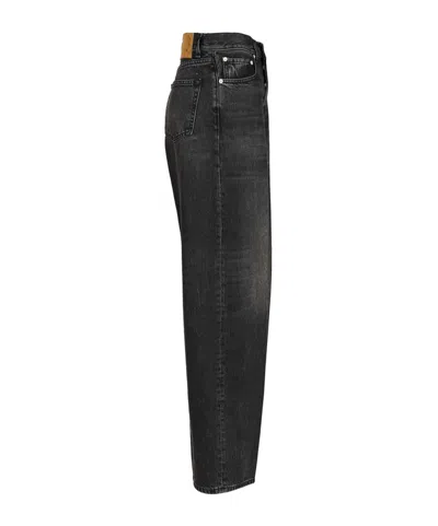 Haikure 'korea' Grey Jeans With Faded Effect And Logo Patch On The Back In Cotton Woman In Black