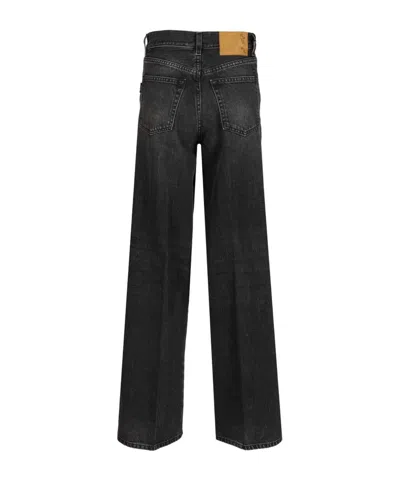 Haikure 'korea' Grey Jeans With Faded Effect And Logo Patch On The Back In Cotton Woman In Black