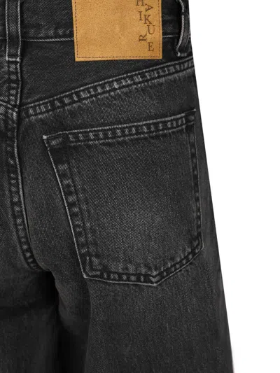 Haikure 'korea' Grey Jeans With Faded Effect And Logo Patch On The Back In Cotton Woman In Black