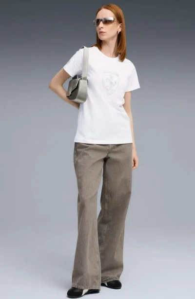 Puma X Ferrari Sportswear Cotton Graphic T-shirt In White