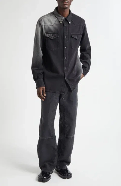 Mm6 Maison Margiela Western Style Denim Shirt Pockets In Black
