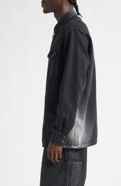 Mm6 Maison Margiela Western Style Denim Shirt Pockets In Black