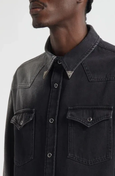 Mm6 Maison Margiela Western Style Denim Shirt Pockets In Black