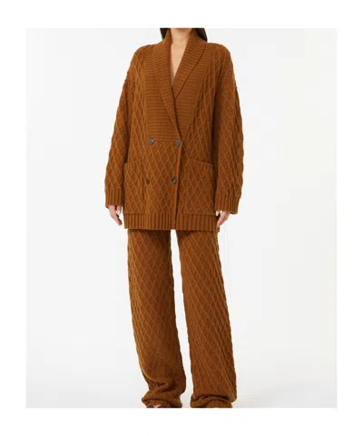 Max Mara Double-breasted Camel-yarn Cardigan In Brown