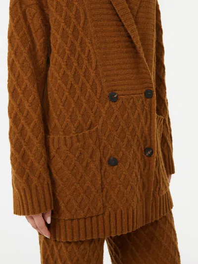 Max Mara Double-breasted Camel-yarn Cardigan In Brown