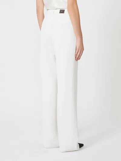 Max Mara Straight Gabardine Wool Trousers In White